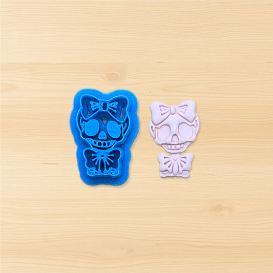 Bony Girl Kawaii Skeleton with Bow Cookie Cutter: Ideal for Cookies, Ceramics, Pottery, Polymer Clay, Fondant - Multi-Medium Craft & Baking Tool