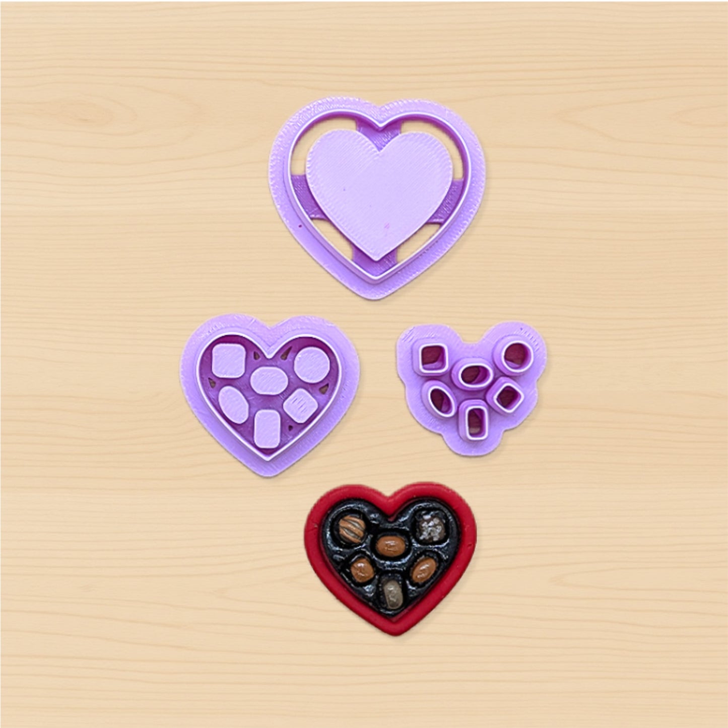 Valentine's Day Heart Box of Chocolates, 6 Piece Cookie Cutter Set: Ideal for Cookies, Ceramics, Pottery, Polymer Clay, and Fondant