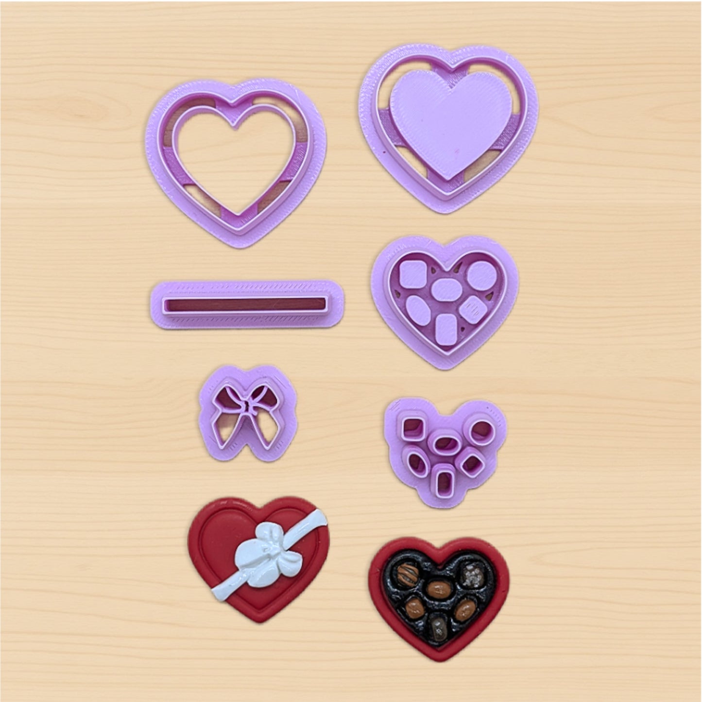 Valentine's Day Heart Box of Chocolates, 6 Piece Cookie Cutter Set: Ideal for Cookies, Ceramics, Pottery, Polymer Clay, and Fondant