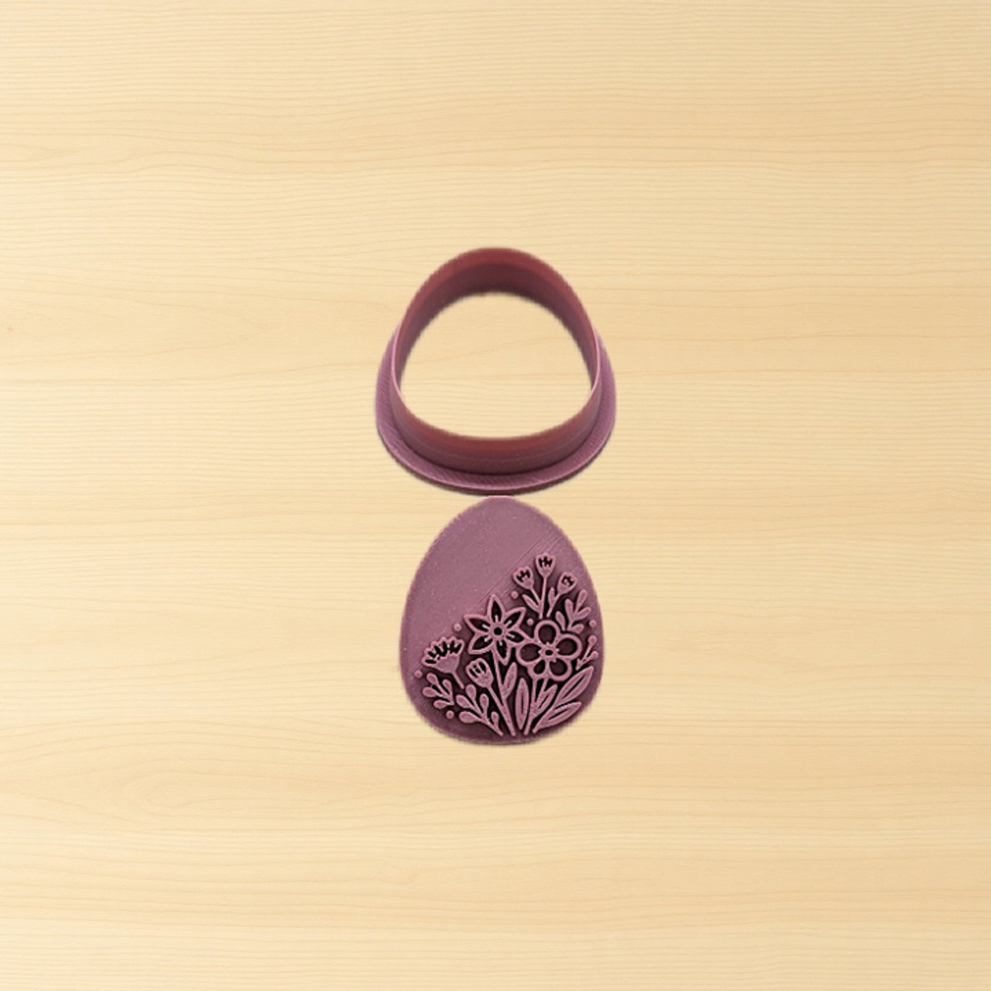 Spring Easter Egg Cutter & 5 Stamp Designs • Cookie, Fondant & Polymer Clay Embosser Set