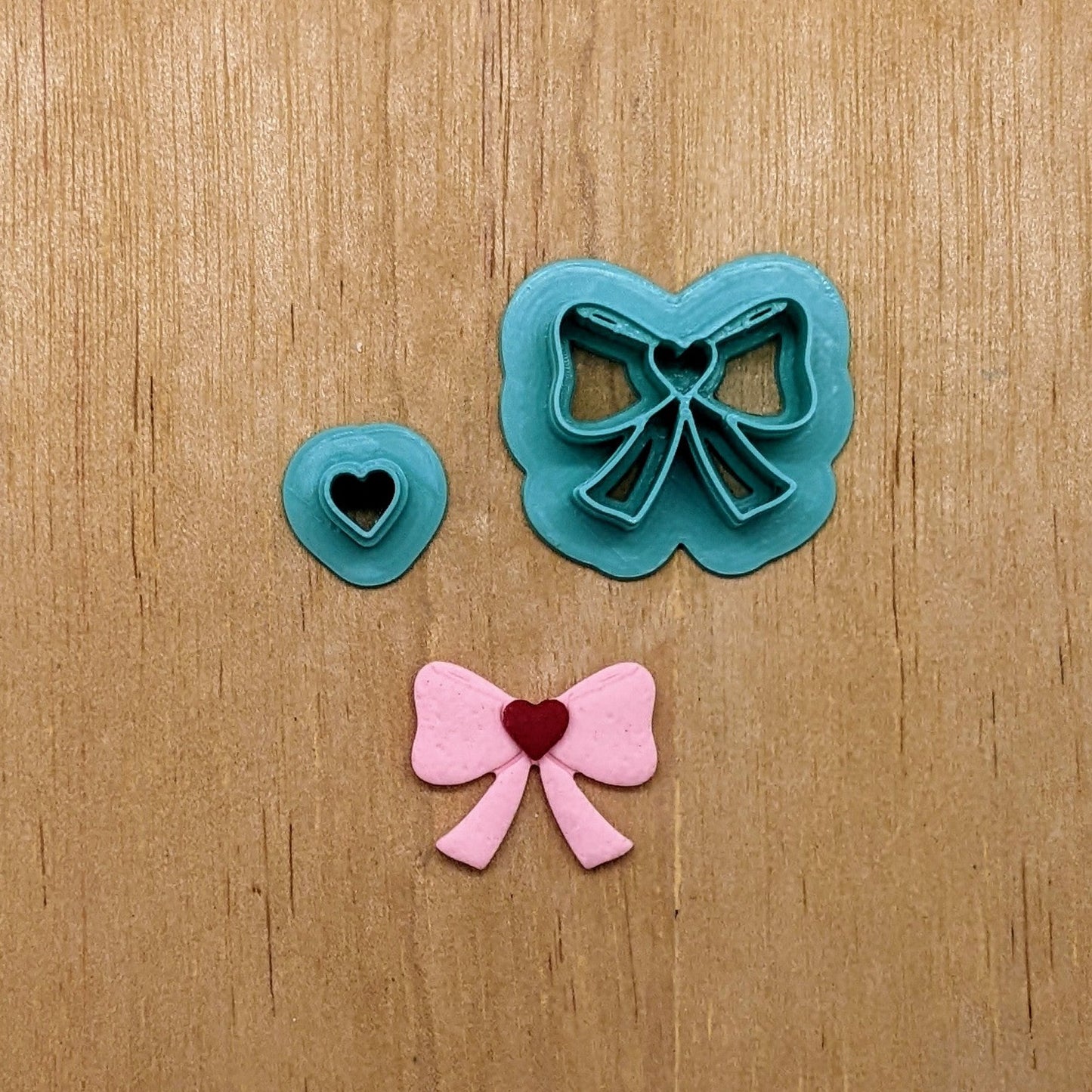 Bow & Heart 2-Piece Cookie Cutter Set: Ideal for Cookies, Ceramics, Pottery, Polymer Clay, and Fondant