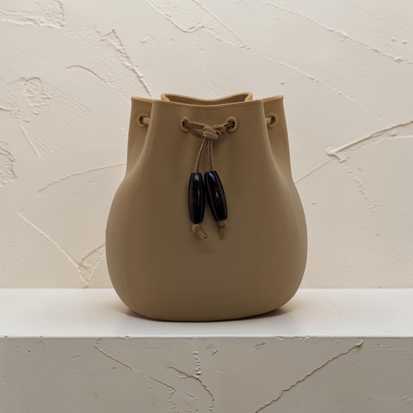 Bucket Bag Vase STL File – 3D Printable Vase with String Holes | Modern Decorative Design