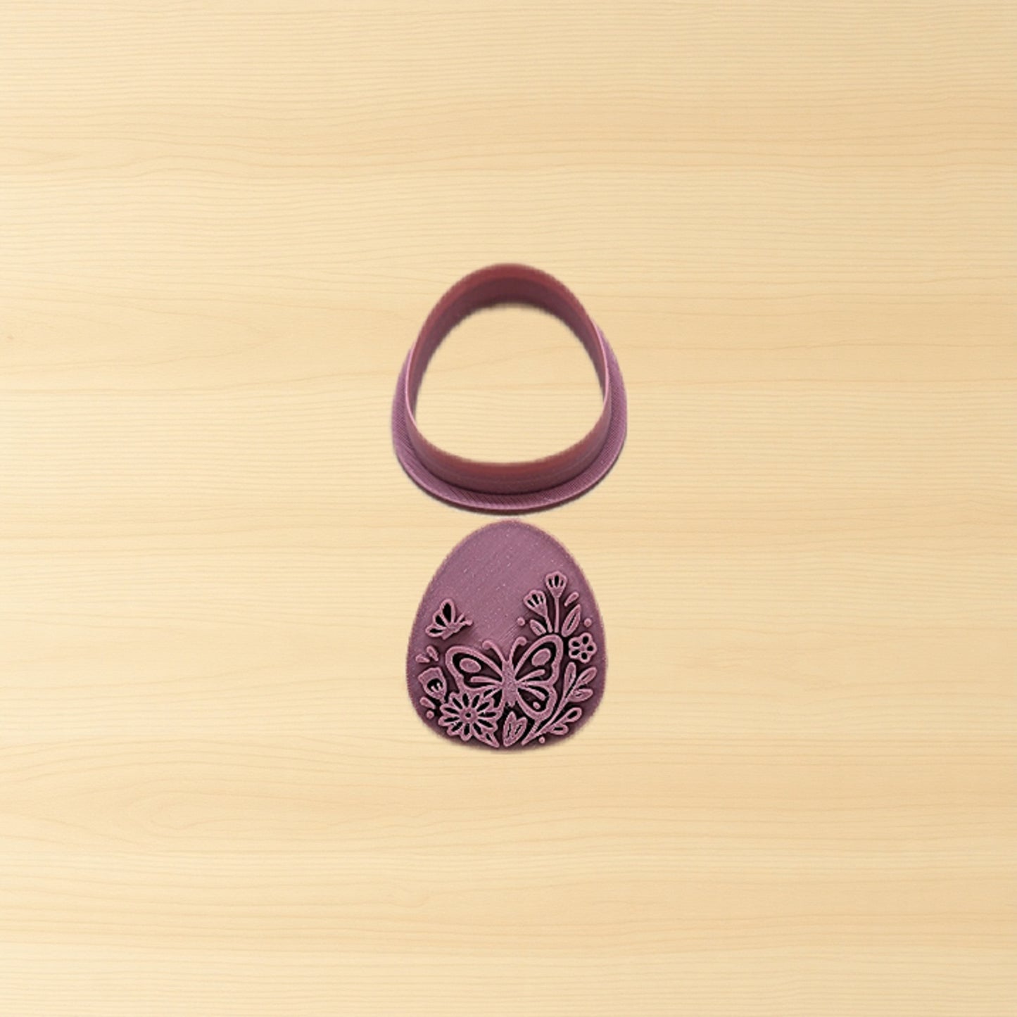 Spring Easter Egg Cutter & 5 Stamp Designs • Cookie, Fondant & Polymer Clay Embosser Set