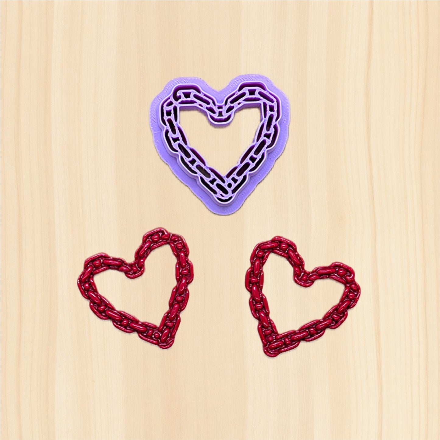 Chain Link Heart Hoop (Style A) Cutter: Ideal for Ceramics, Pottery, Polymer Clay, and Fondant