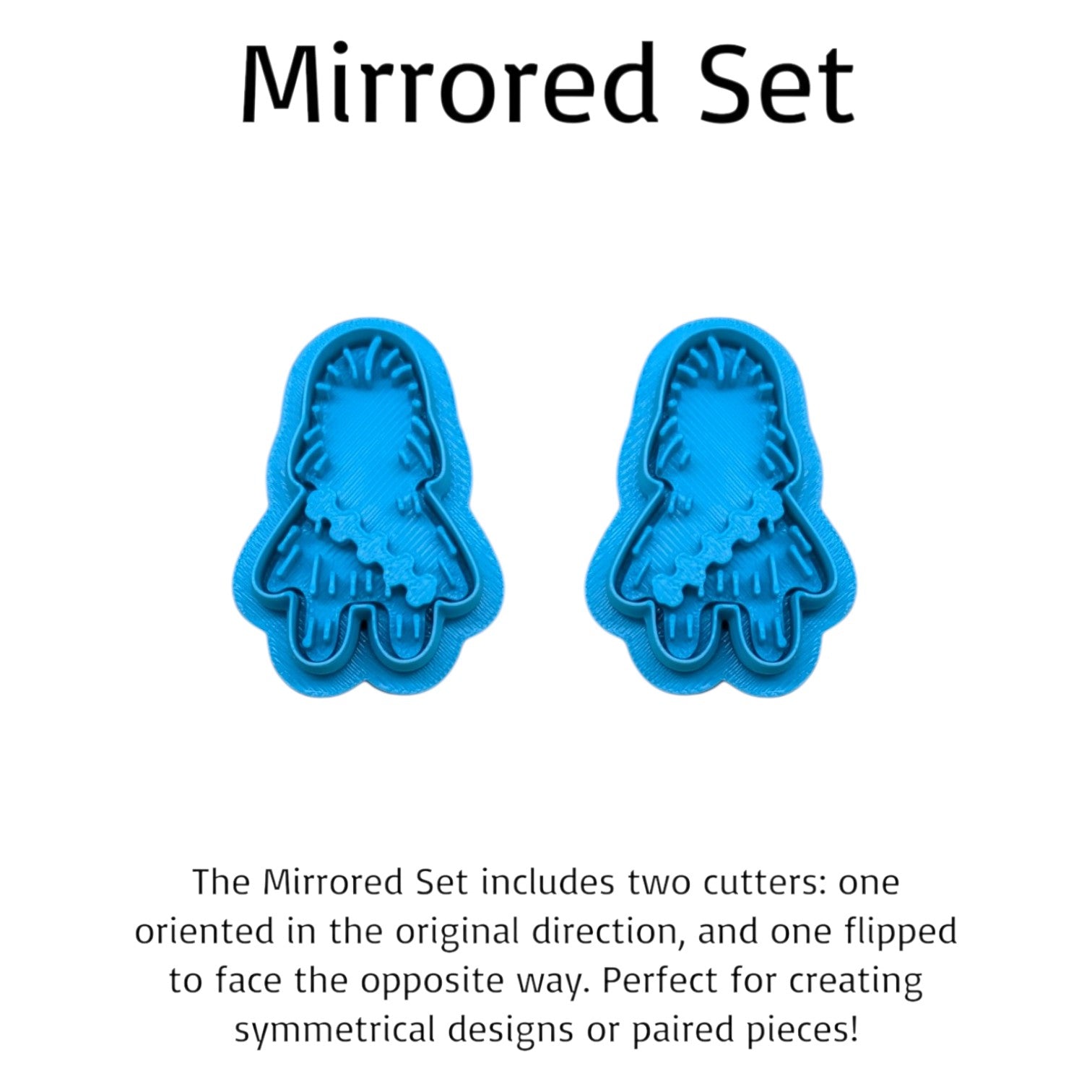 Plastic blue Chewbacca shaped cookie cutters on a light color wood surface.
