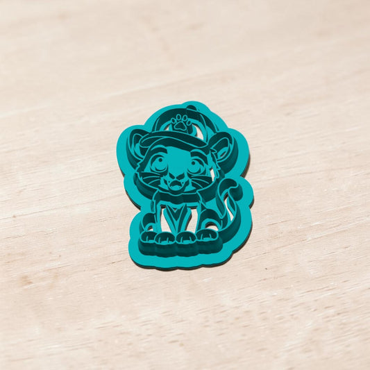 Chibi Cat with Fanged Smile & Cap Cookie Cutter | Cute Cat Polymer Clay, Fondant, Pottery & Ceramic Cutter