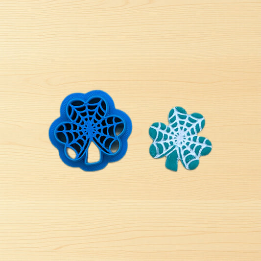 Lucky Spiderweb Clover Shape with Web Detail Cookie Cutter: Ideal for Cookies, Ceramics, Pottery, Polymer Clay, Fondant