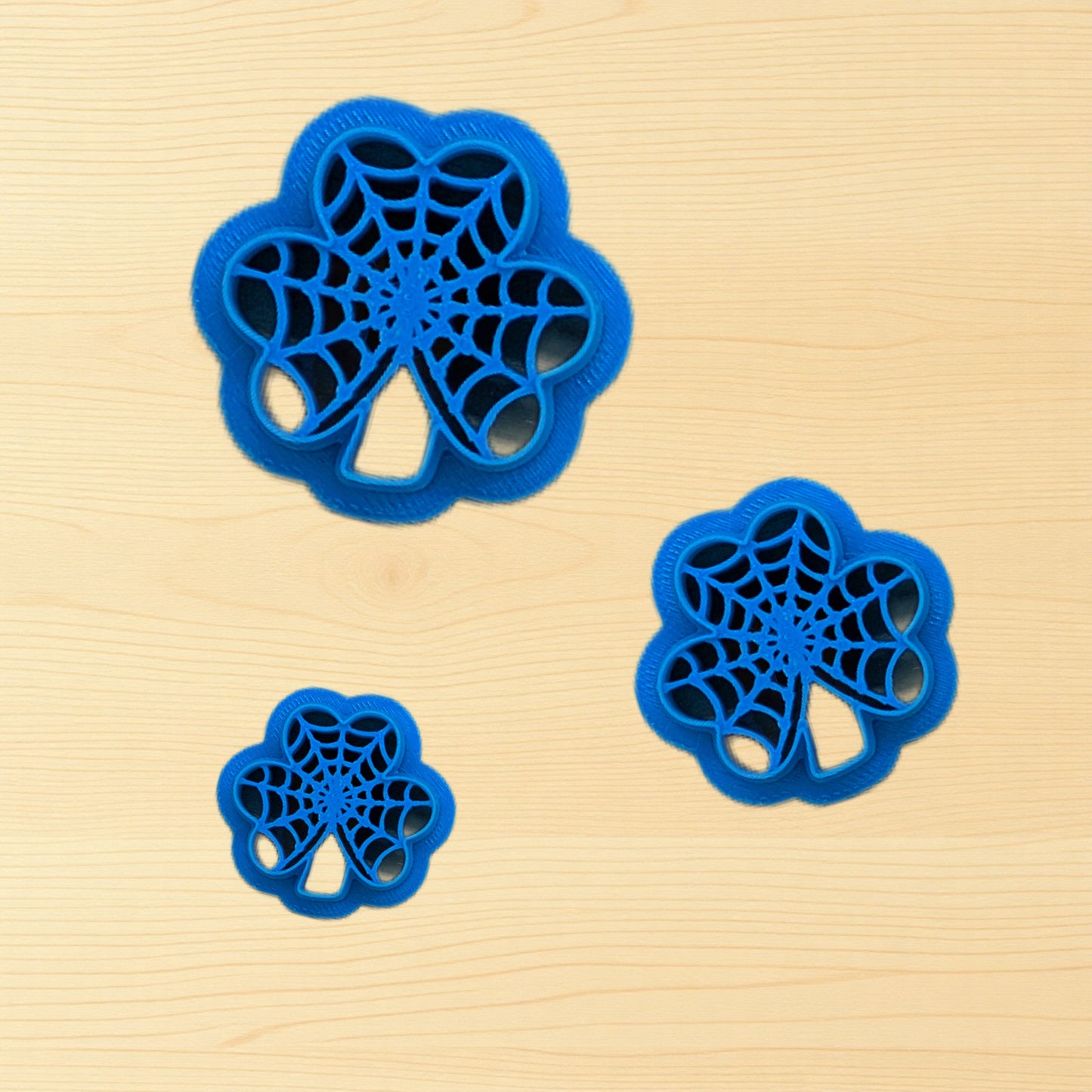 Lucky Spiderweb Clover Shape with Web Detail Cookie Cutter: Ideal for Cookies, Ceramics, Pottery, Polymer Clay, Fondant