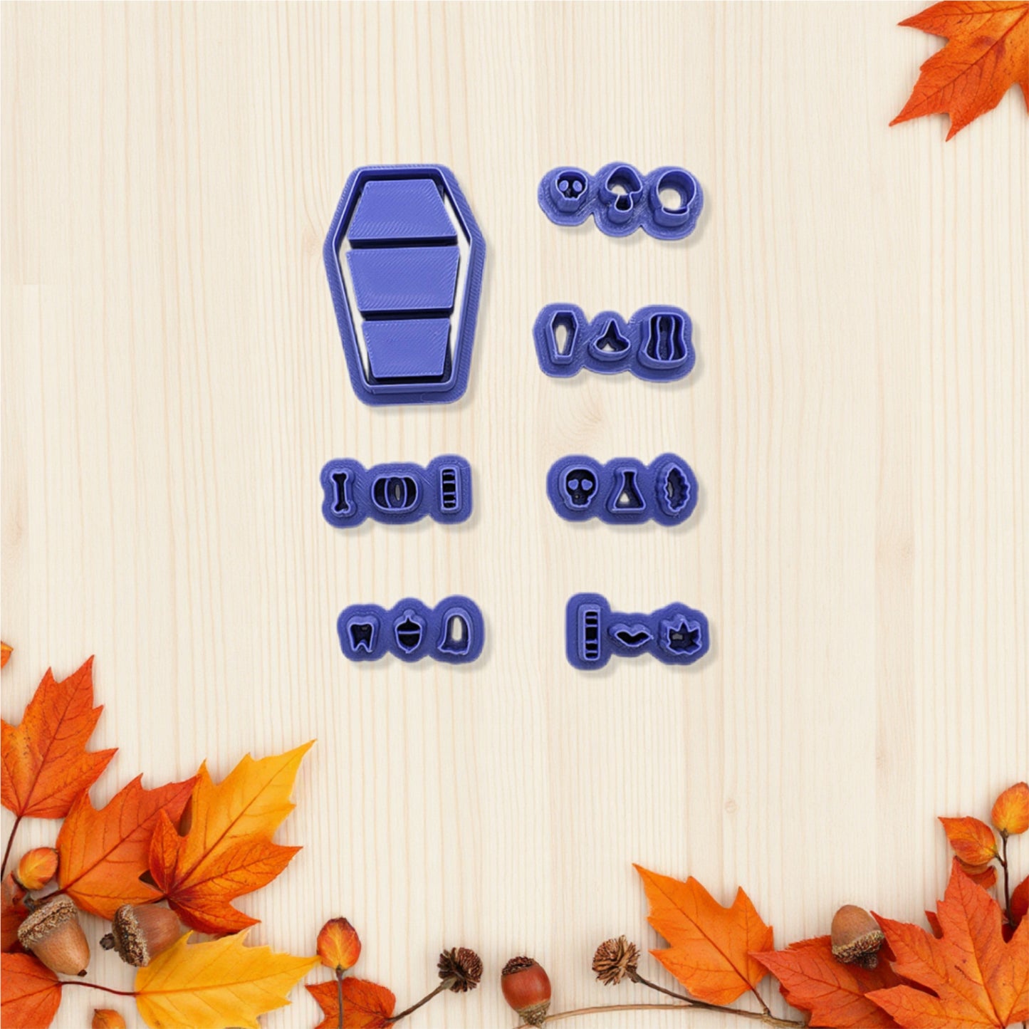 Coffin Bookshelf Cutter with Fall & Halloween Theme Miniature Cutter Options: Idea for Ceramics, Pottery & Polymer Clay Jewelry