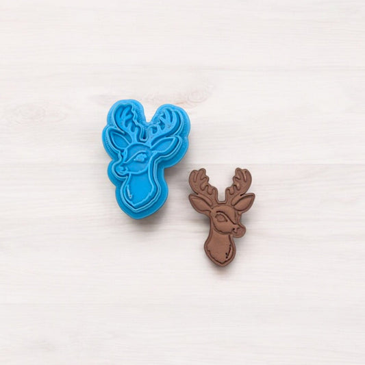 Deer Head Cookie Cutter & Stamp Set: Versatile Tool for Cookies, Ceramics, Pottery, Fondant, and More