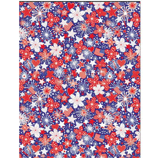 Flowers, Fireworks, Flags and Freedom Patriotic Water-Soluble Transfer Sheet
