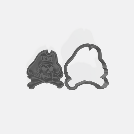 ECU Pirate Cookie Cutter & Embossing Stamp for Cookies, Ceramics, Pottery, Polymer Clay, Fondant - Multi-Medium Craft & Baking Tool