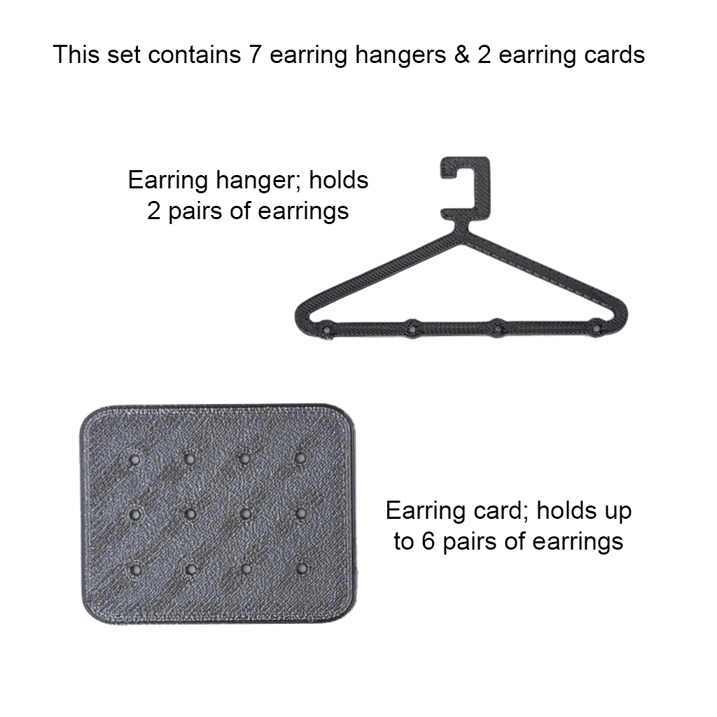 Black Cherry Jewelry Box Set – Organizer with Drawer, Top Tray, Earring Rack (7 Hangers + 2 Earring Cards)