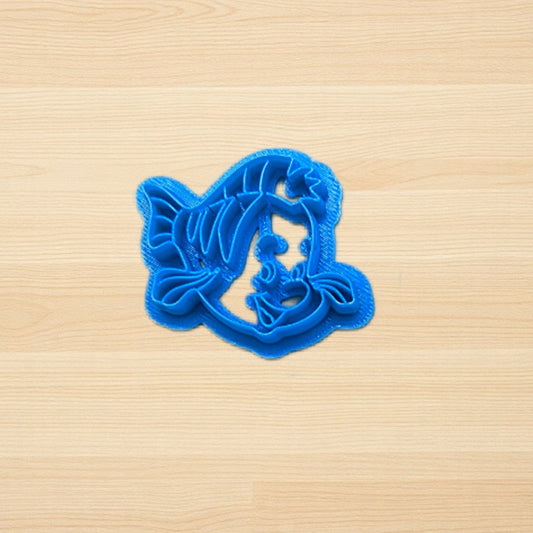 Blue Flounder the fish cookie cutter on a wooden surface