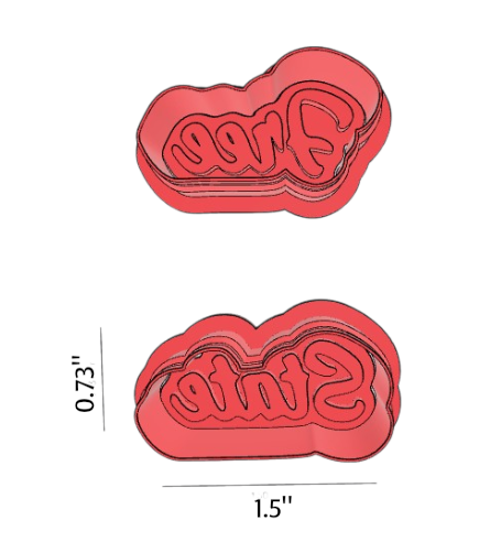 Free State cookie cutter and stamp set size example showing 1.5 inch wide design for cookies, polymer clay, fondant and crafts