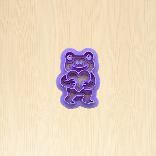 Frog Standing & Hugging a Heart (Style A) Cookie Cutter: Ideal for Cookies, Ceramics, Pottery, Polymer Clay, and Fondant