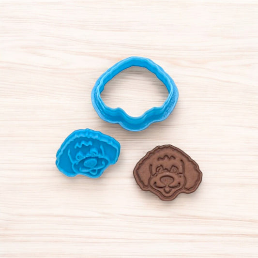 Golden Doodle Dog Head Cookie Cutter & Stamp Set: Versatile Tool for Cookies, Ceramics, Pottery, Fondant, and More