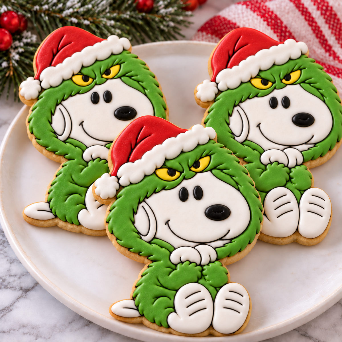 Snoopy in Grinch Costume Cookie Cutter | Christmas Cookie, Polymer Clay, Fondant, Pottery & Ceramic Cutter