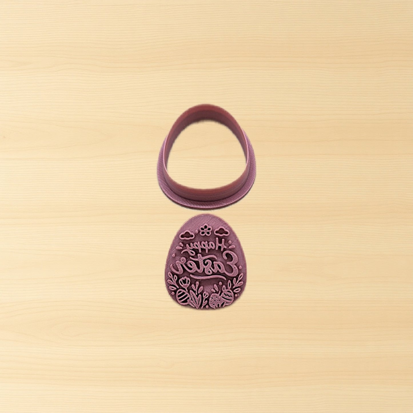 Spring Easter Egg Cutter & 5 Stamp Designs • Cookie, Fondant & Polymer Clay Embosser Set