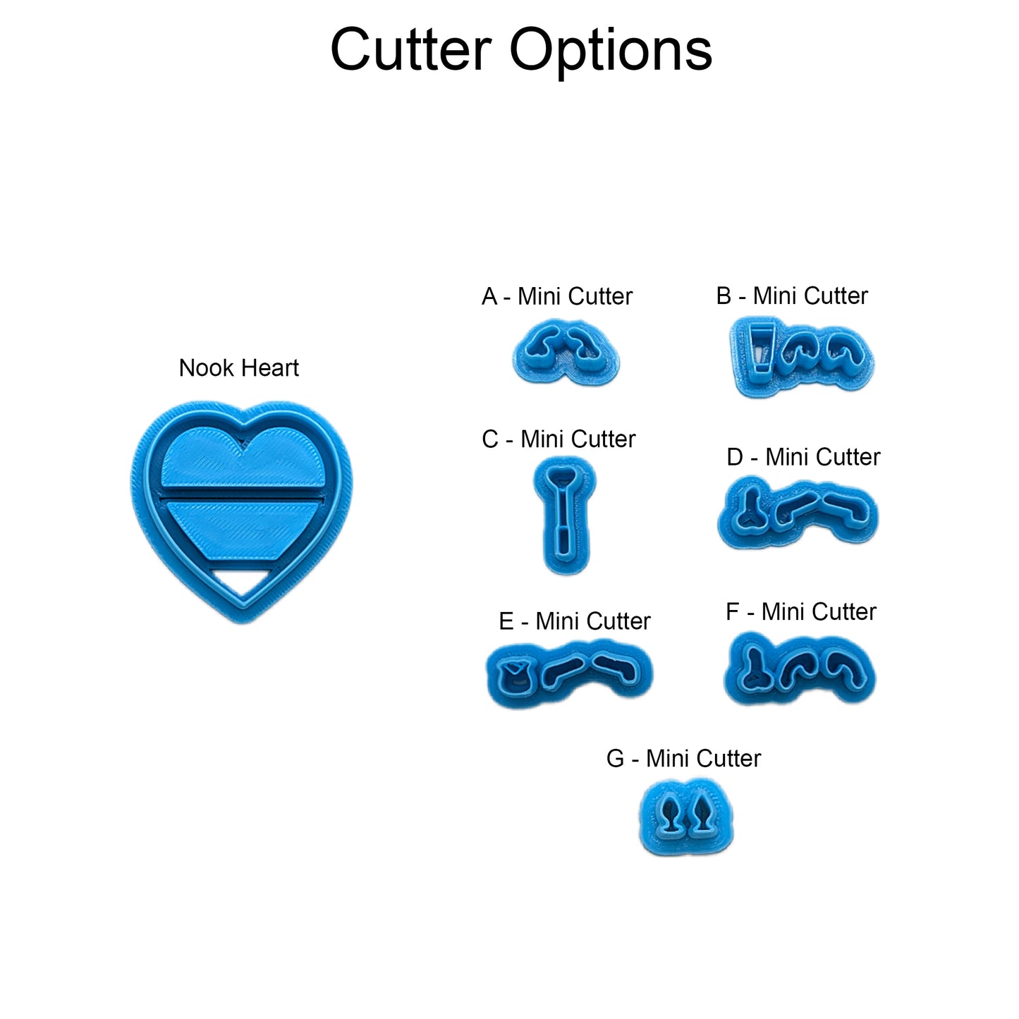 Naughty Nook Heart Cutter Set with Miniature Adult-Theme Toy Cutter Options: Idea for Ceramics, Pottery & Polymer Clay Jewelry