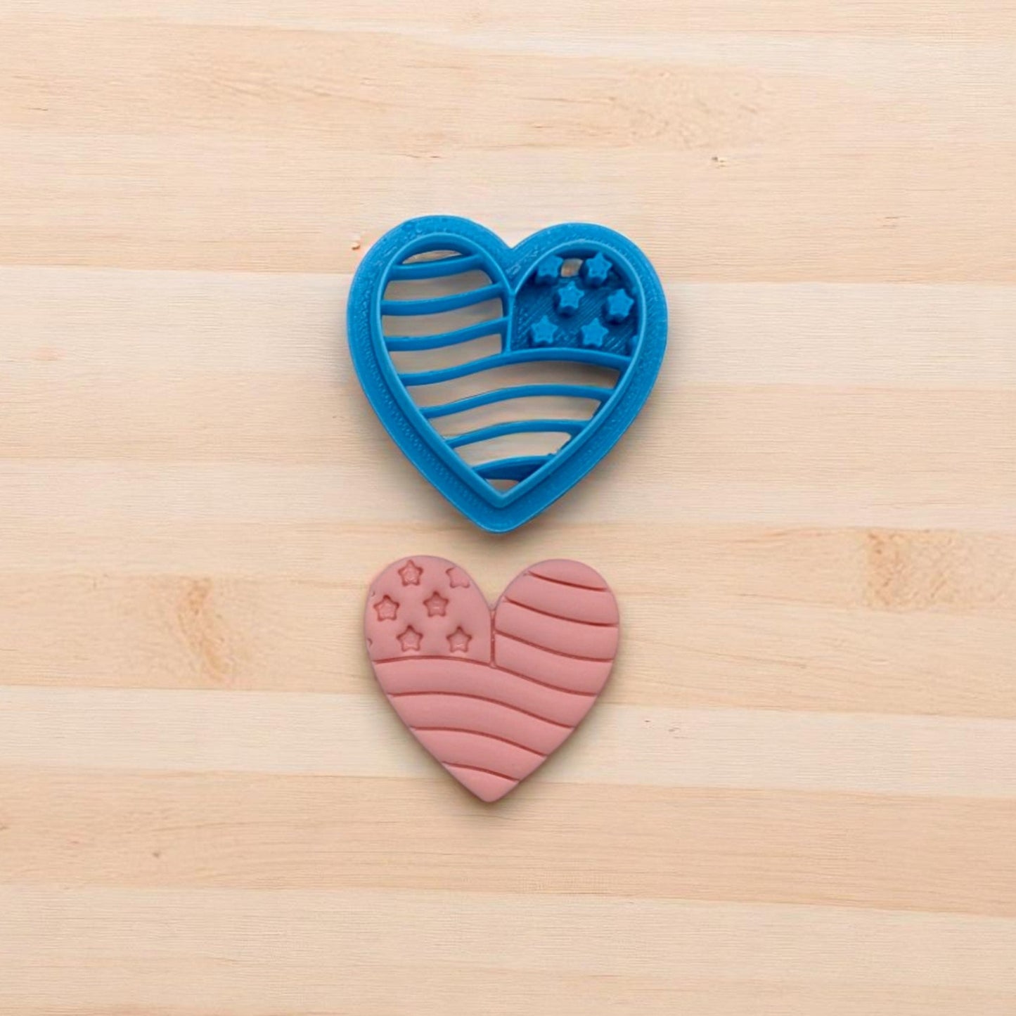 Patriotic Heart, Waving USA Flag Cookie Cutter for Cookies, Ceramics, Pottery, Polymer Clay, Fondant - Multi-Medium Craft & Baking Tool
