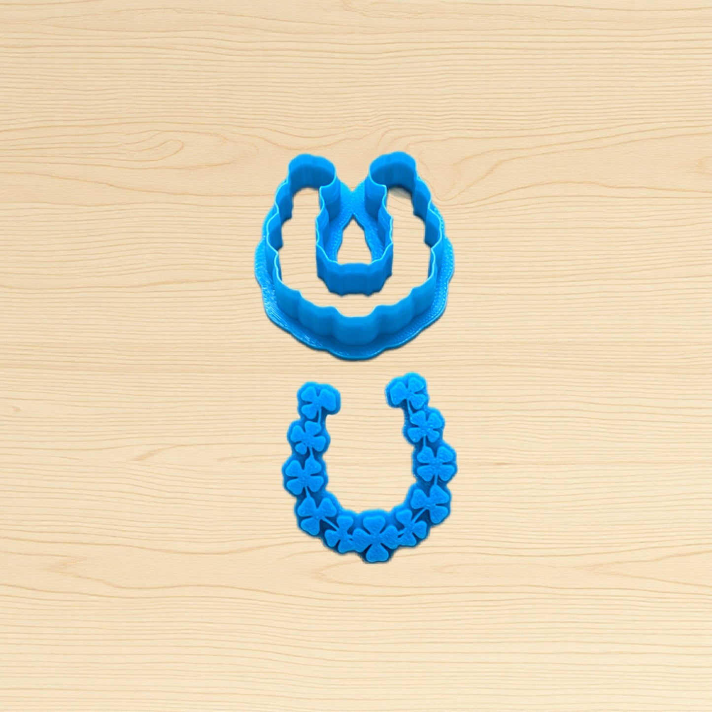 Horseshoe of Clovers Cookie Cutter & Stamp Set: Ideal for Cookies, Ceramics, Pottery, Polymer Clay, and Fondant