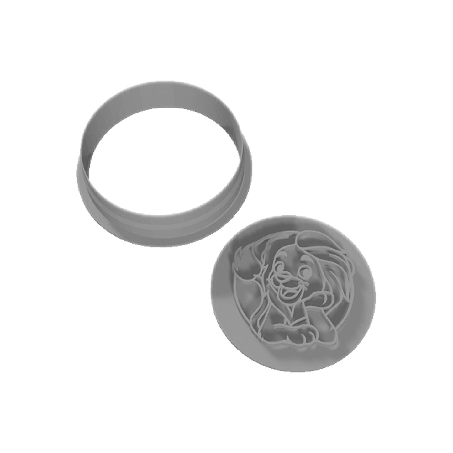 Lion in Circle Cookie Cutter & Stamp Set: Ideal for Cookies, Ceramics, Pottery, Polymer Clay, Fondant - Multi-Medium Craft & Baking Tool