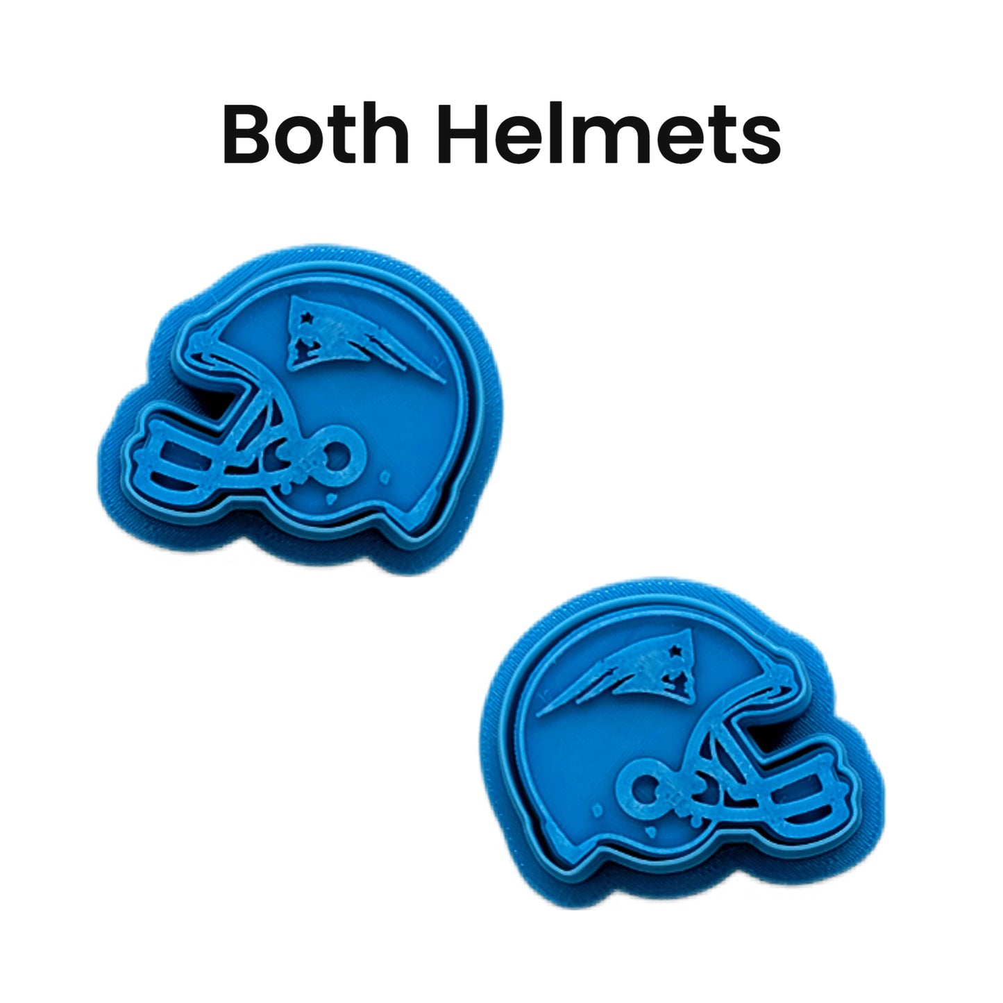 “New England Patriots football helmet cookie cutters and stamp set for detailed cookies, fondant, and polymer clay crafts, perfect for game day baking and sports‑themed projects.