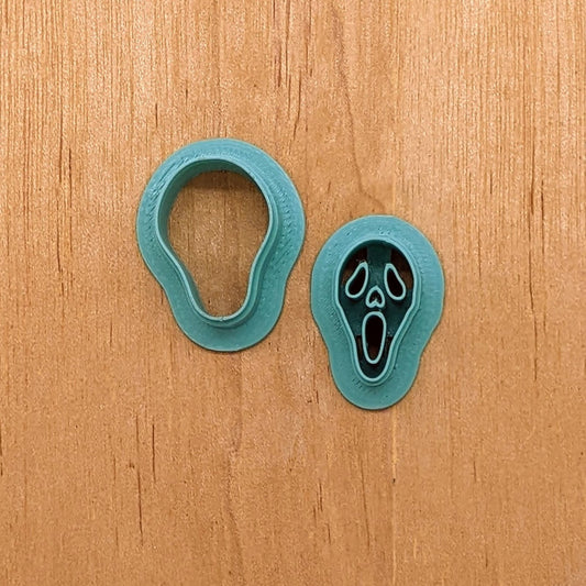 Scream Ghost Face Mask 2 Piece Cutter Set for Cookies, Ceramics, Pottery, Polymer Clay, Fondant - Multi-Medium Craft & Baking Tool