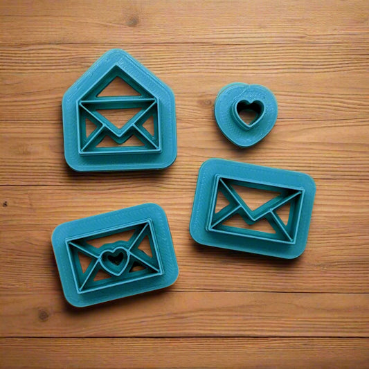 Love Note Envelopes, 4 Piece, Cookie Cutter Set: Ideal for Cookies, Ceramics, Pottery, Polymer Clay, and Fondant