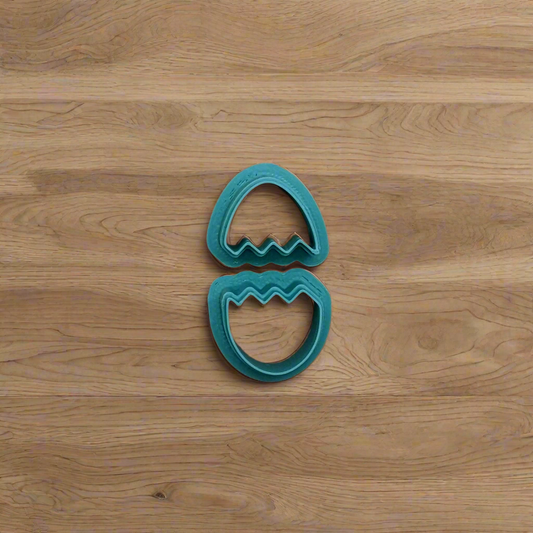 Cracked Egg 2 Piece Cookie Cutter for Cookies, Ceramics, Pottery, Polymer Clay, Fondant - Multi-Medium Craft & Baking Tool