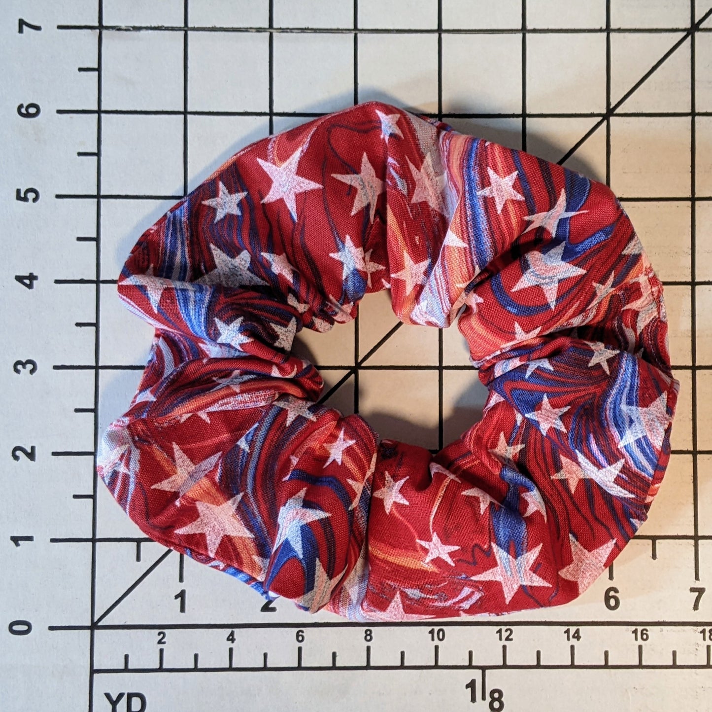 Red, White & Blue Swirls and Stars Ponytail Scrunchie/Wristlet