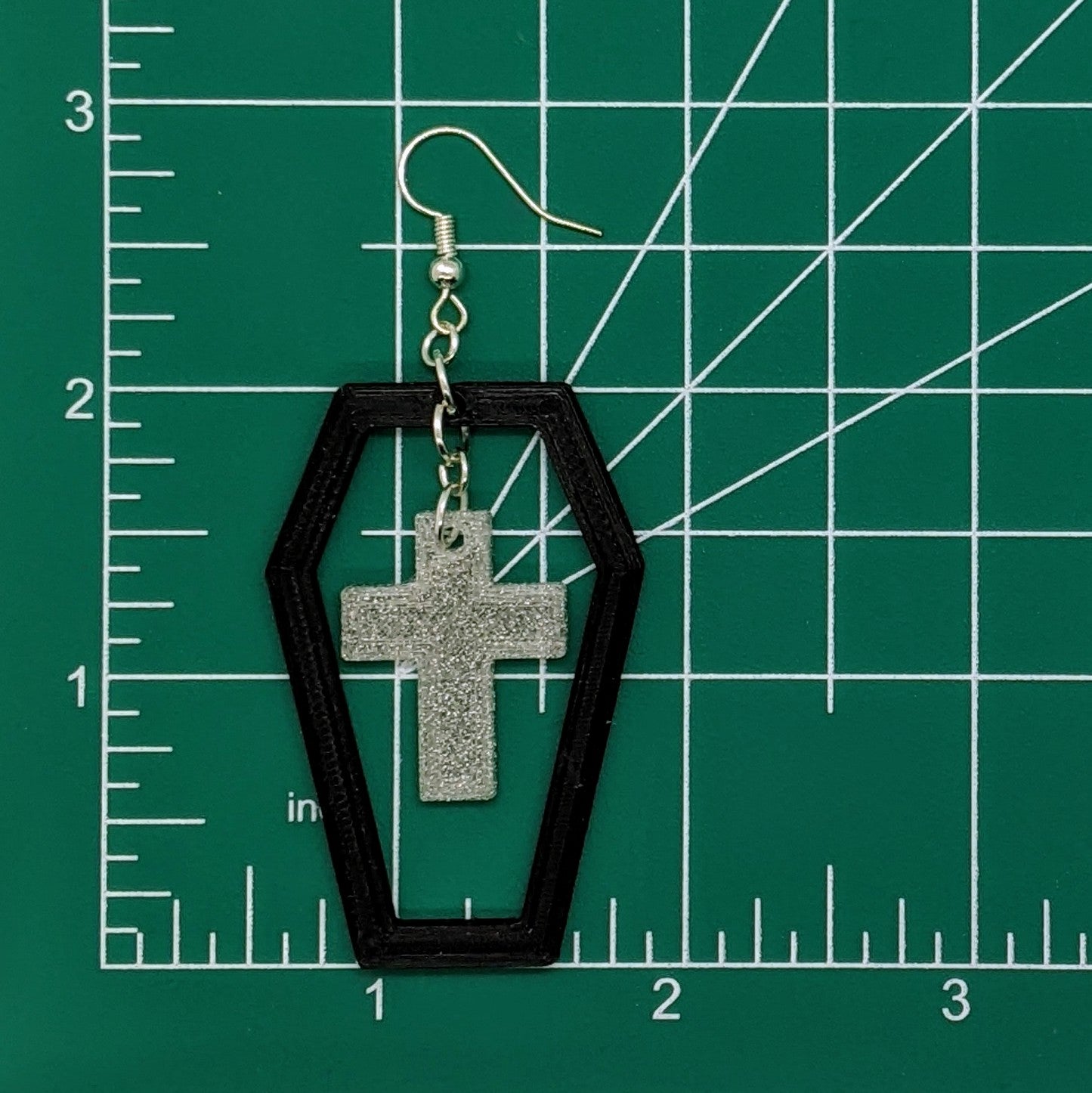 Coffin and Cross, Halloween, Statement Earrings