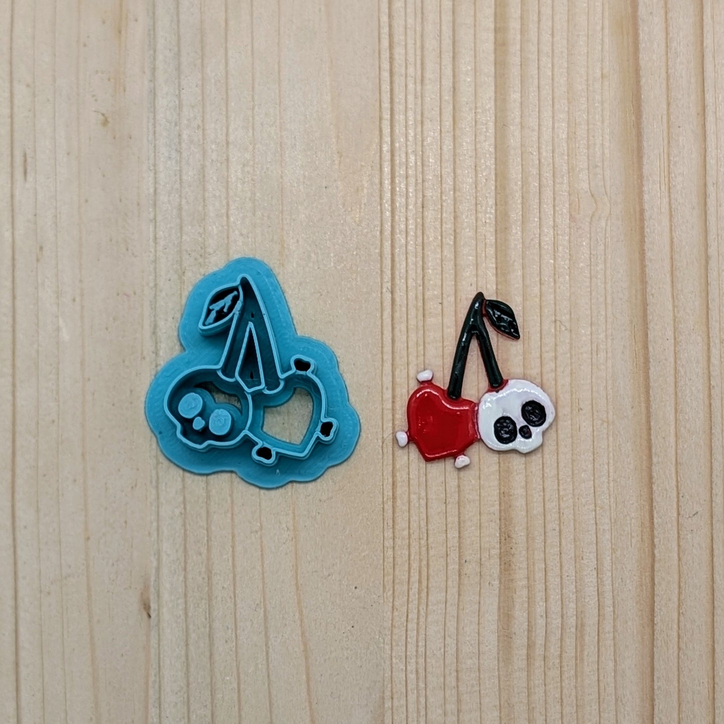 Cherry Skull Heart and Bones Cookie Cutter for Cookies, Ceramics, Pottery, Polymer Clay, Fondant & More