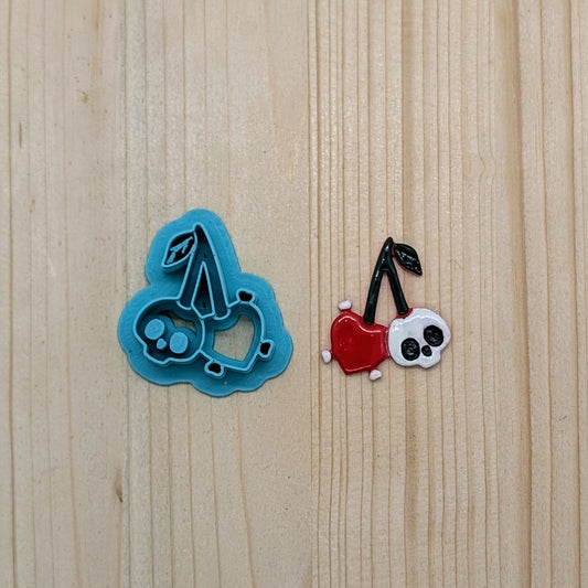 Cherry Skull Heart and Bones Cookie Cutter for Cookies, Ceramics, Pottery, Polymer Clay, Fondant & More