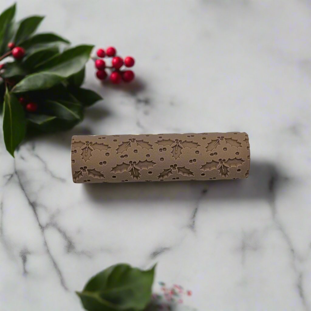 Christmas Hollies Debossing Texture Roller for Fondant, Clay, Ceramics & More