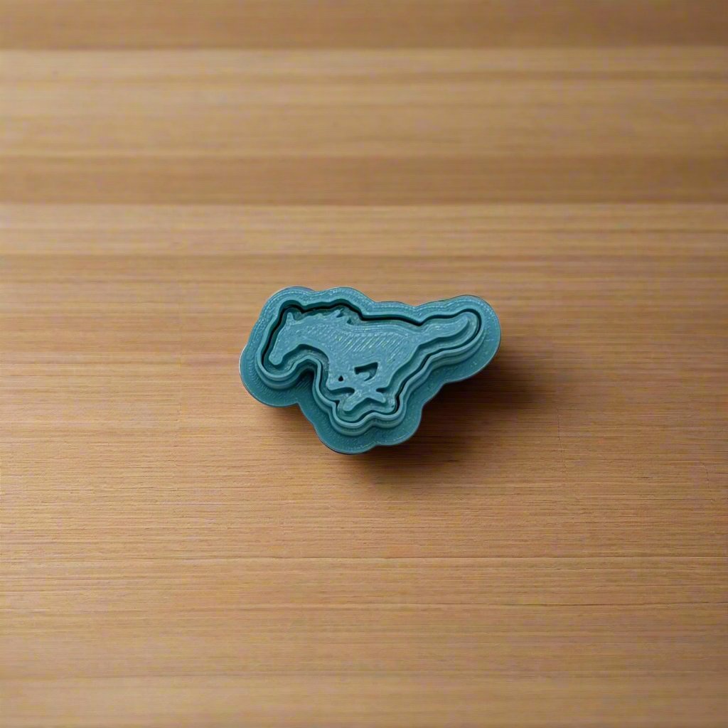 SMU Mustang Cookie Cutter & Embossing Stamp: Idea for Cookies, Ceramics, Pottery, Polymer Clay, Fondant