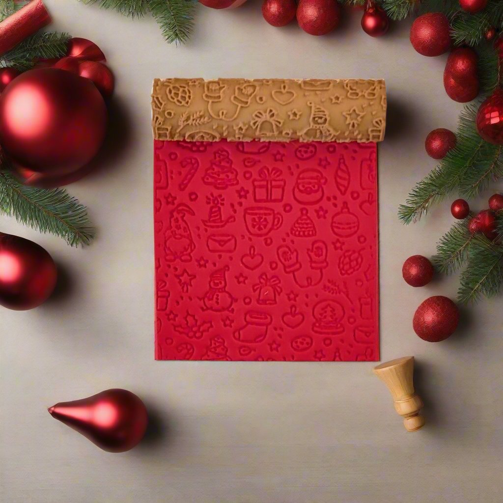 Christmas Joy Embossing Texture Roller - Perfect for Cookies, Fondant, Polymer Clay, Ceramics, Pottery, and More