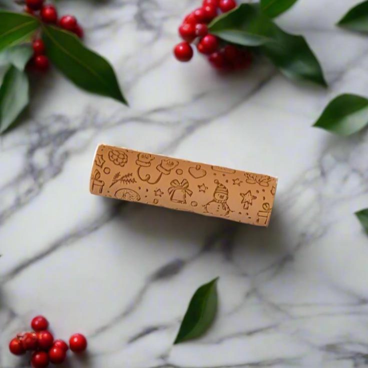 Christmas Joy Debossing Texture Roller - Perfect for Cookies, Fondant, Polymer Clay, Ceramics, Pottery, and More