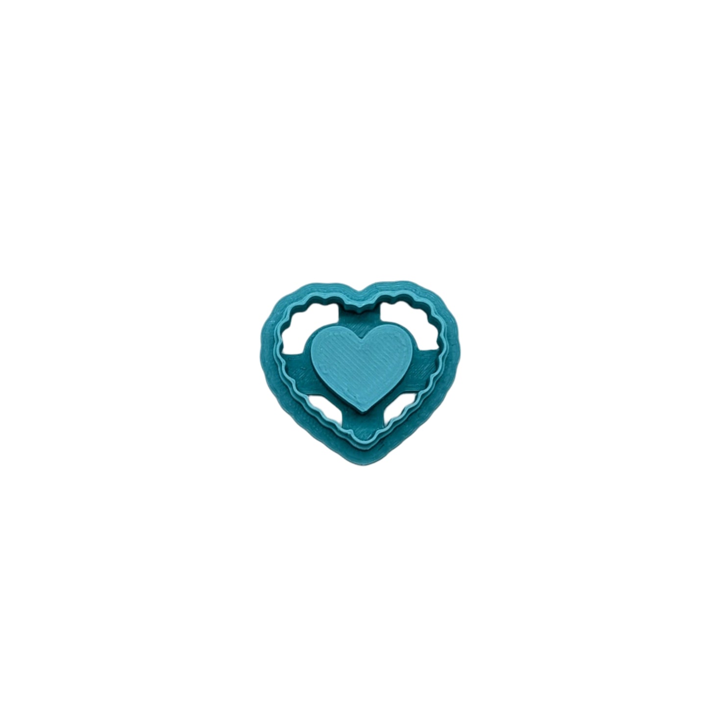Scalloped Heart with Embossed Heart Center Cookie Cutter: Ideal for Cookies, Ceramics, Pottery, Polymer Clay, and Fondant