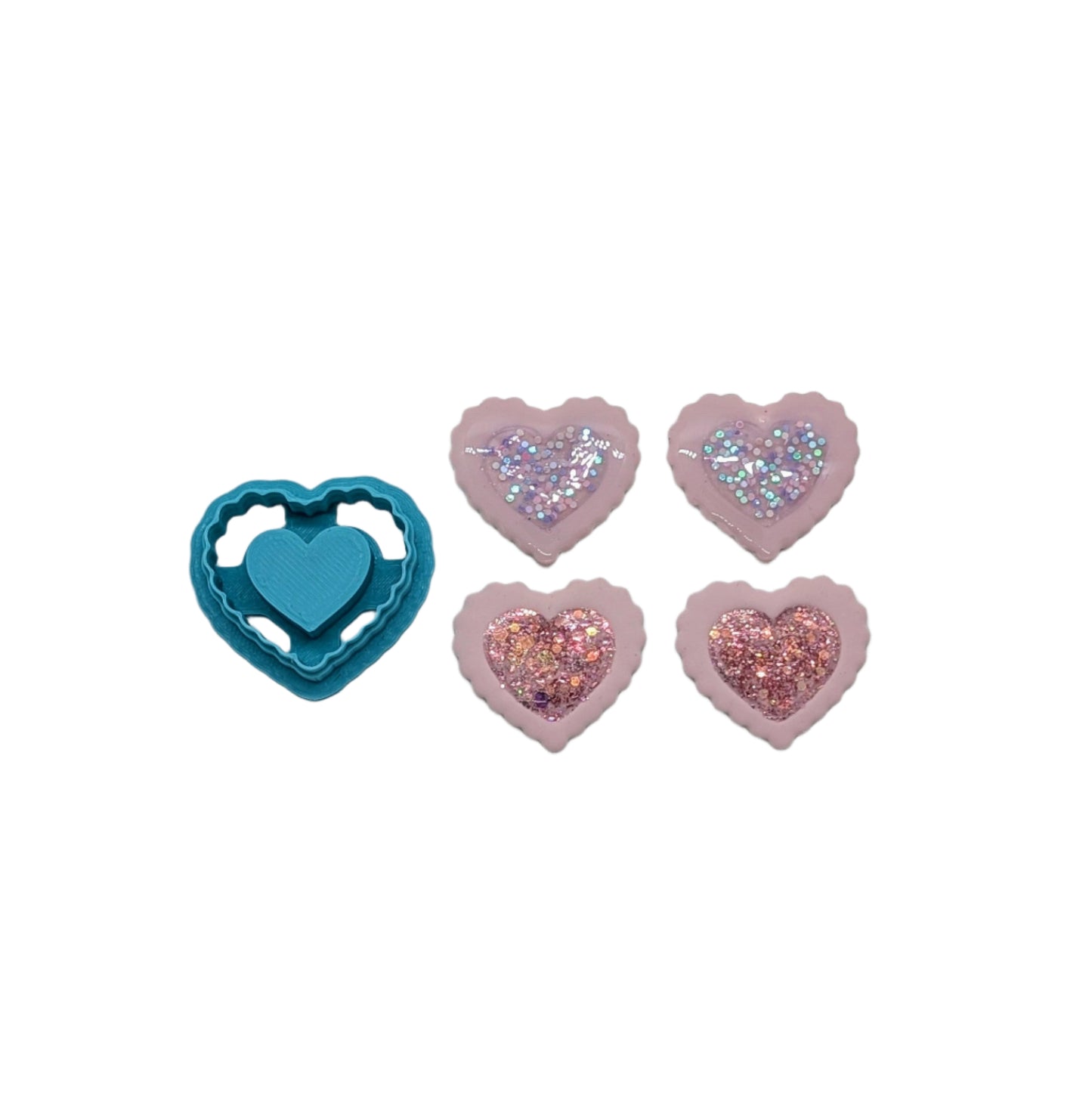 Scalloped Heart with Embossed Heart Center Cookie Cutter: Ideal for Cookies, Ceramics, Pottery, Polymer Clay, and Fondant