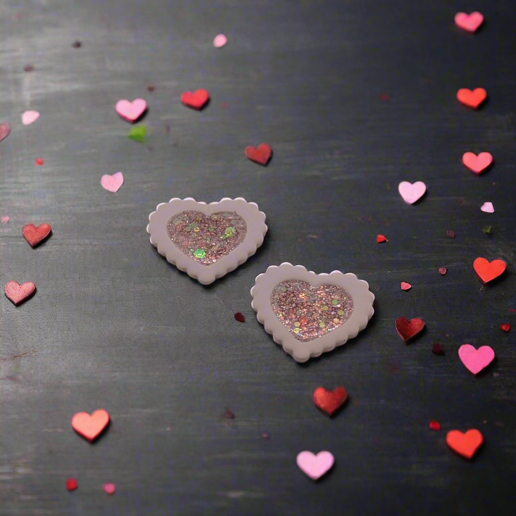 Scalloped Heart with Embossed Heart Center Cookie Cutter: Ideal for Cookies, Ceramics, Pottery, Polymer Clay, and Fondant