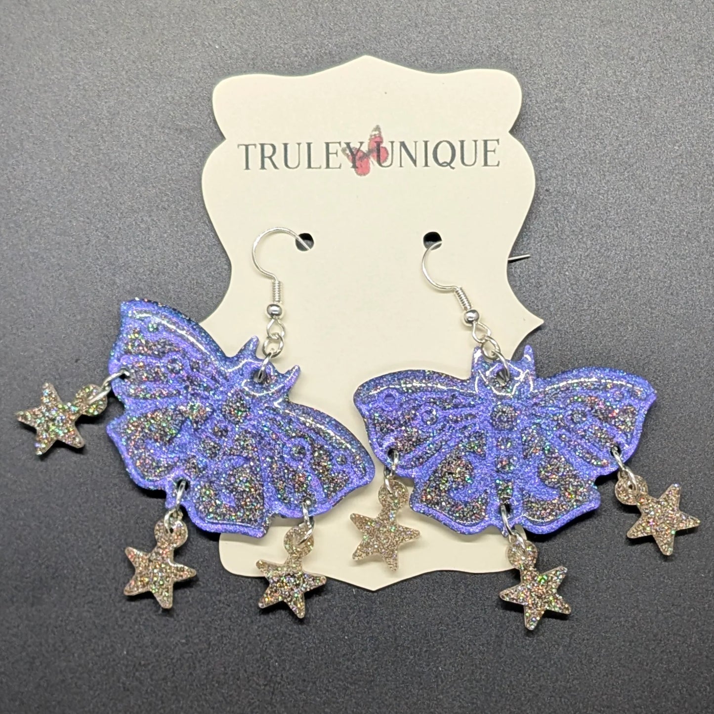 Teardrop Resin Earrings with Real Flowers - Blue Floral Design
