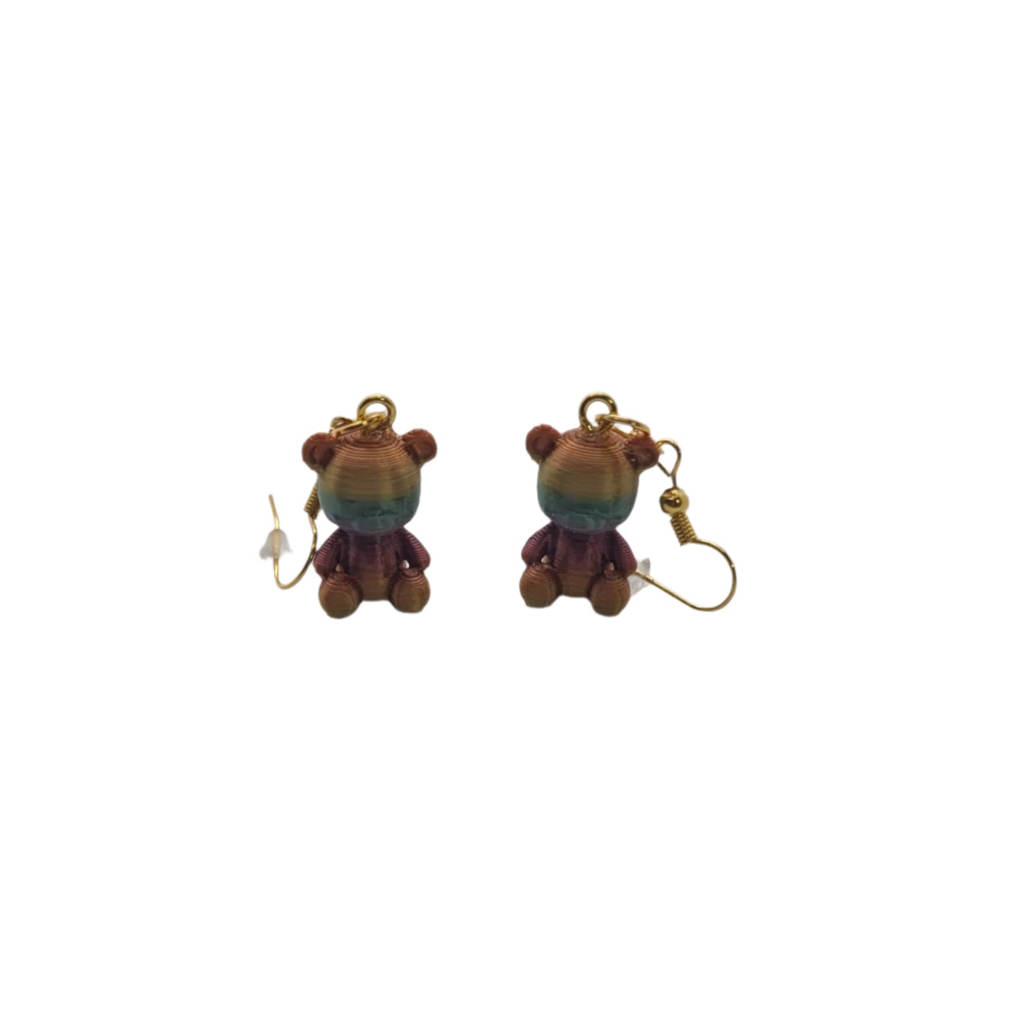 Cute Teddy Bear Dangle Earrings – 3D Printed Jewelry