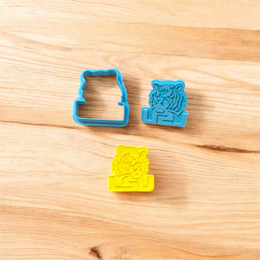 LSU Tiger Cookie Cutter & Embossing Stamp: Versatile Tool for Cookies, Ceramics, Pottery, Fondant, and More
