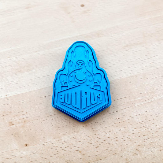 blue Purdue boilermakers inspired train cookie cutter and stamp set for cookies fondant and clay crafts on wood background