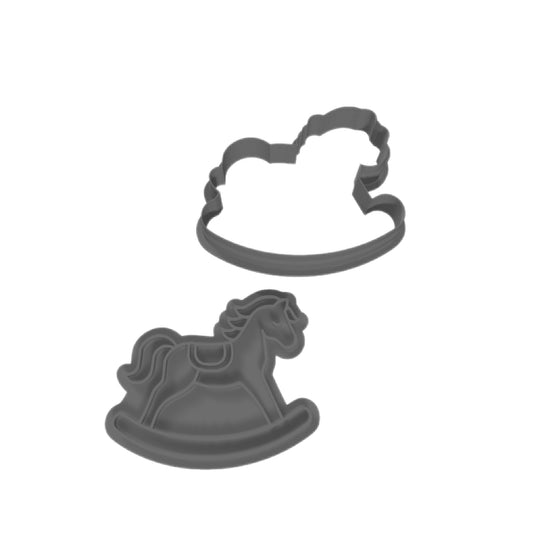 Rocking Horse Cookie Cutter & Embossing Stamp: Idea for Cookies, Ceramics, Pottery, Polymer Clay, Fondant