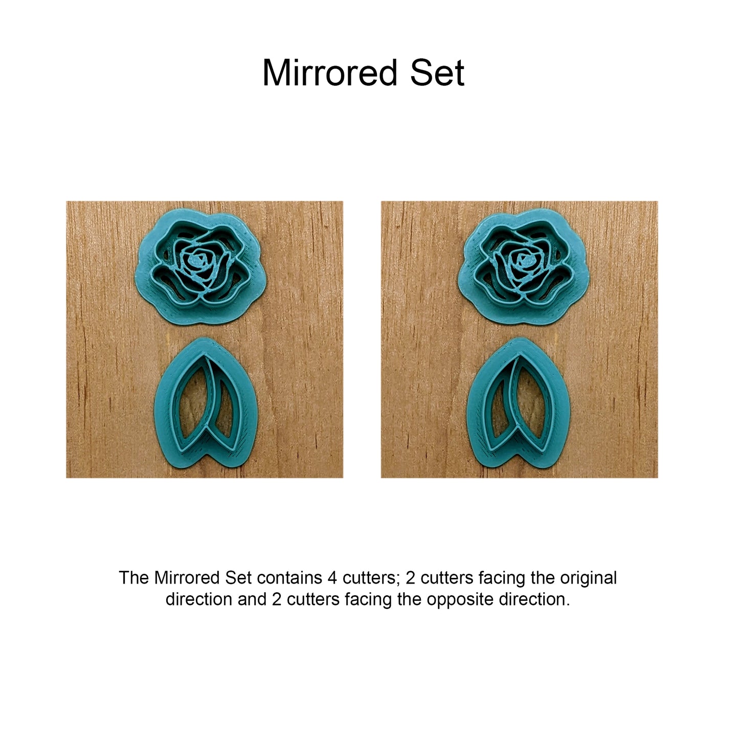 Rose & Leaves, 2 Piece, Polymer Clay Earring Cutter Set