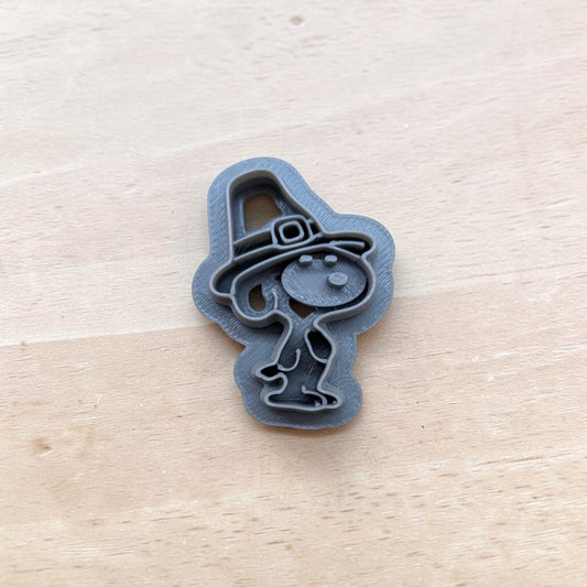 Snoopy in a Pilgrim Hat Cookie Cutter: Ideal for Cookies, Ceramics, Pottery, Polymer Clay, Fondant - Multi-Medium Craft & Baking Tool
