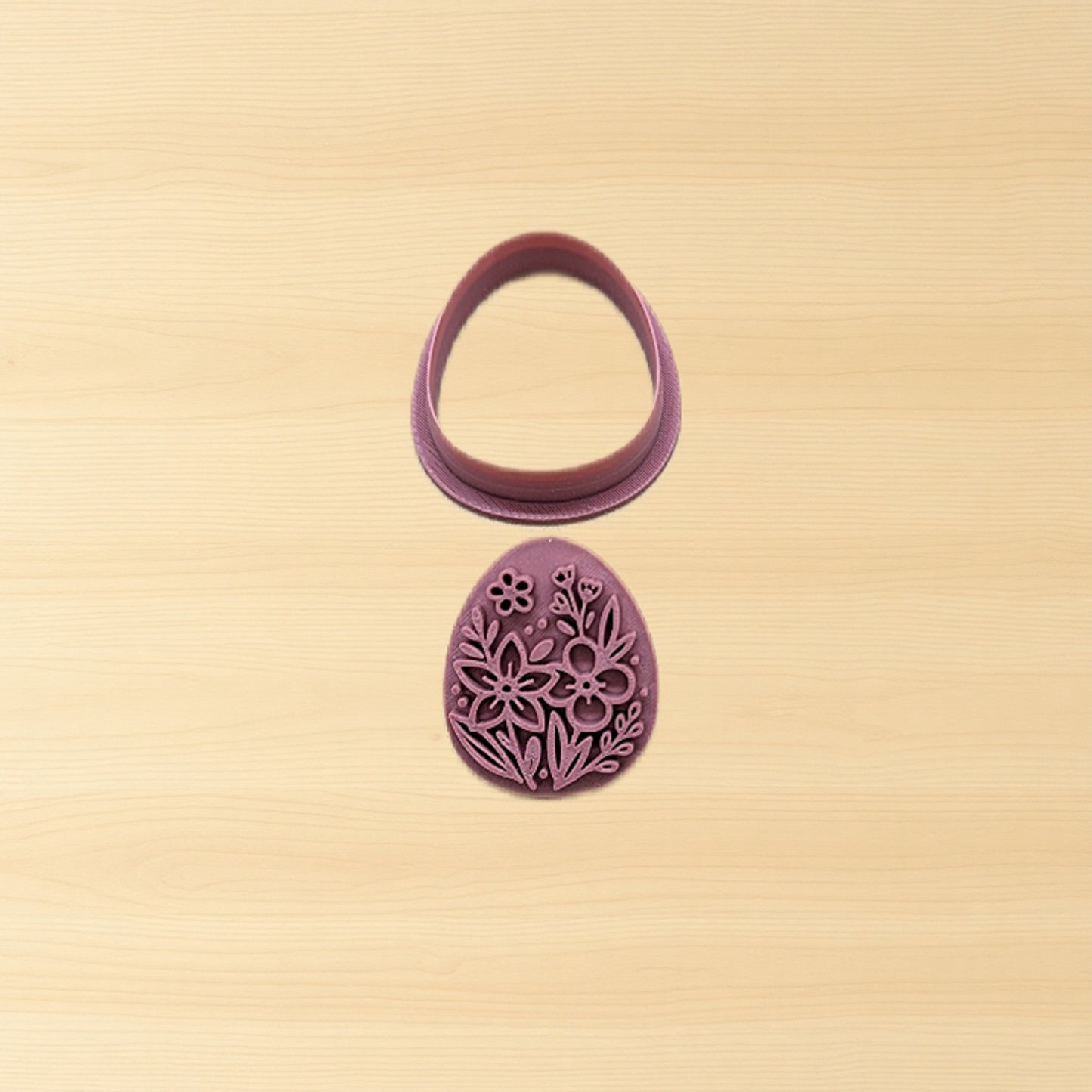 Spring Easter Egg Cutter & 5 Stamp Designs • Cookie, Fondant & Polymer Clay Embosser Set